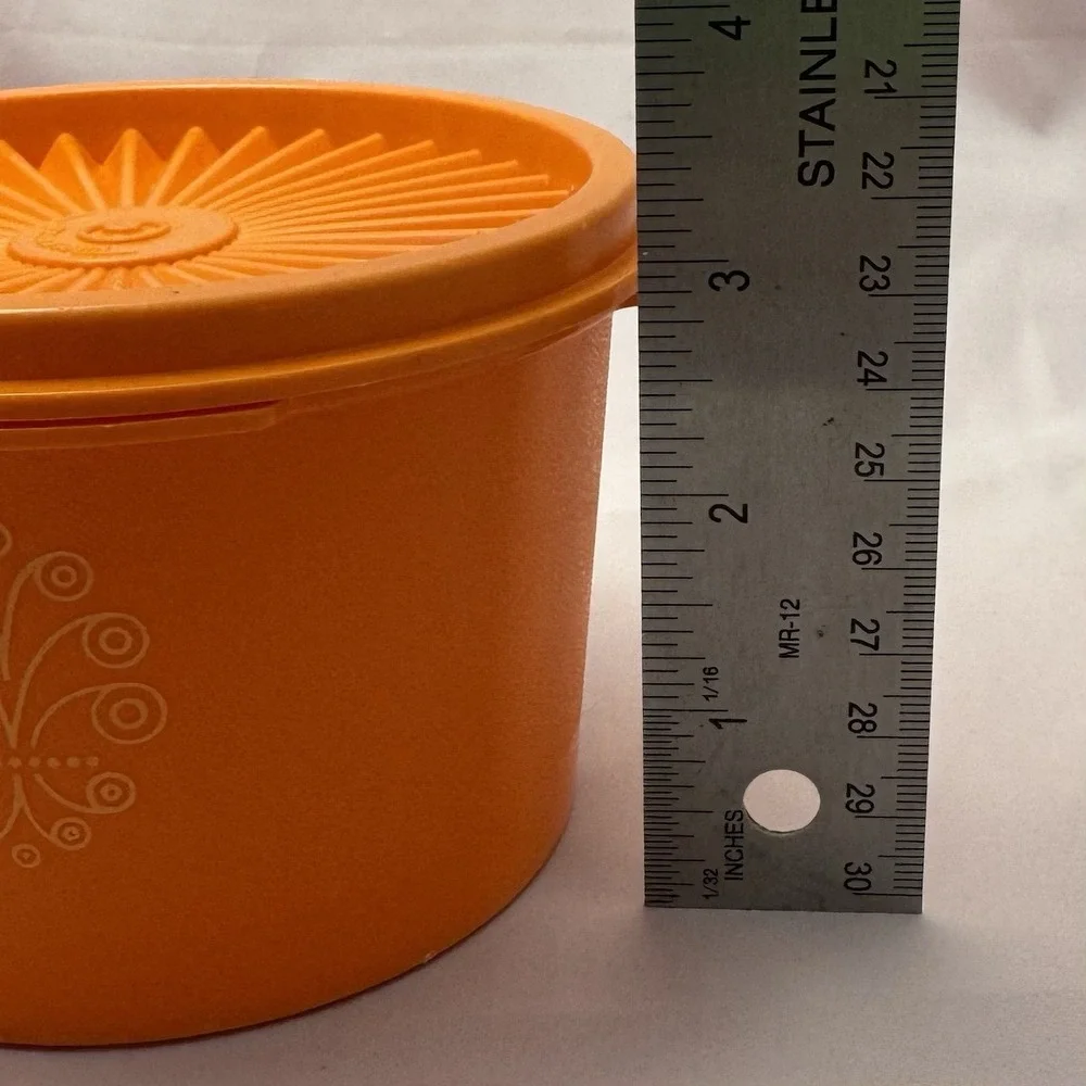 Tupperware VTG Orange Canister Set #1298 3pc w Lid Retro Kitchen